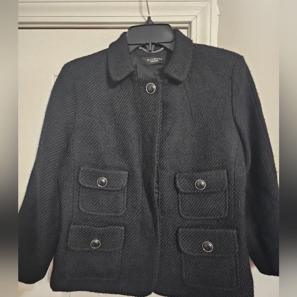 Talbots Black Wool Tweed Jacket - image 1